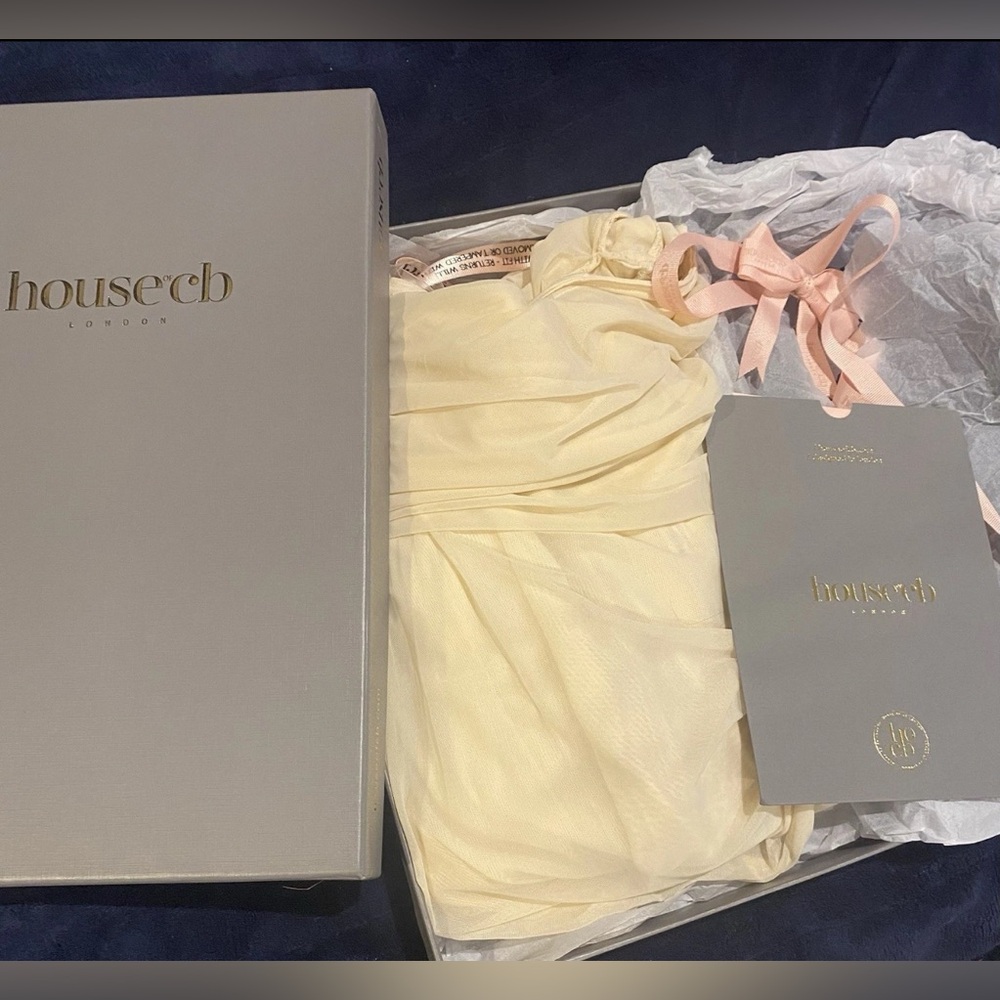 House of CB ‘ANAIS’ Ivory Tulle Off Shoulder Ruched Dress Small US4-6$195 - Picture 14 of 14